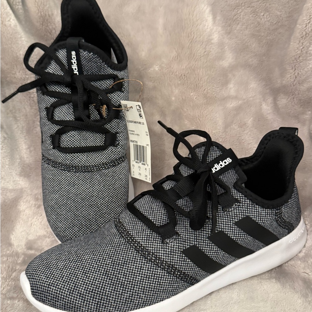 Adidas Cloudfoam Pure 2.0 Women’s Sneakers Size 8 Charcoal White New